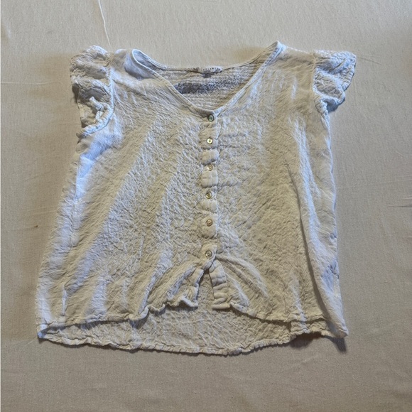 Jane + Delancey White Button-Up Textured Top Size Medium - Picture 1 of 7